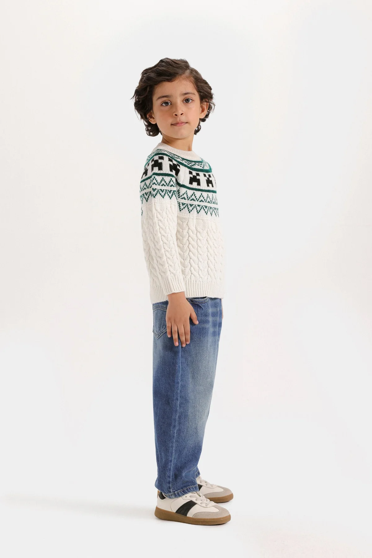 Cable Knitted Jacquard Sweater - view 5
