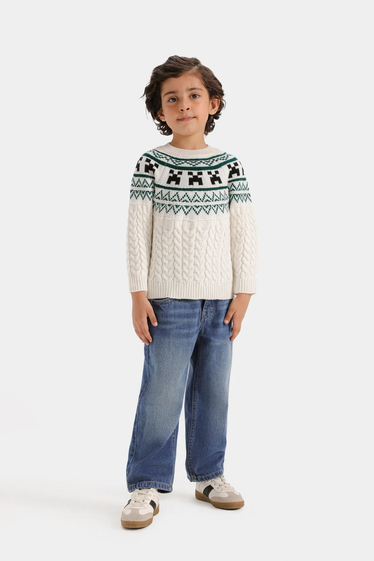 Cable Knitted Jacquard Sweater - view 4