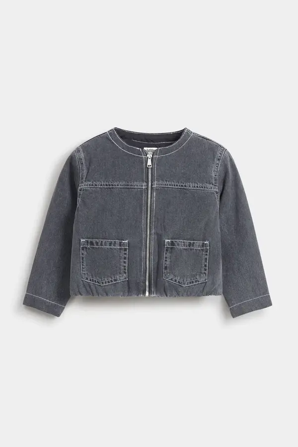 Cropped Washout Denim Jacket