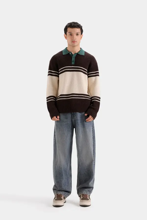 Color Block Polo Sweater