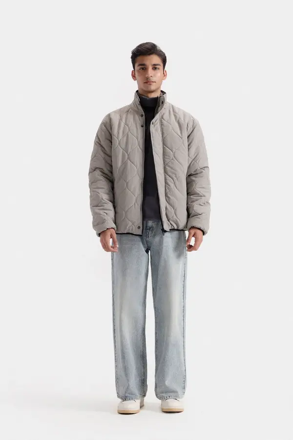 Mock-Neck Quilted Puffer Jacket