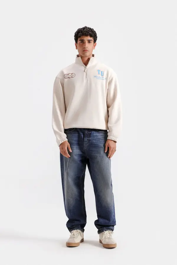 Graphic Quarter Zip-Up Sweatshirt