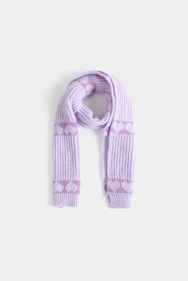 Heart Jacquard Knitted Scarf