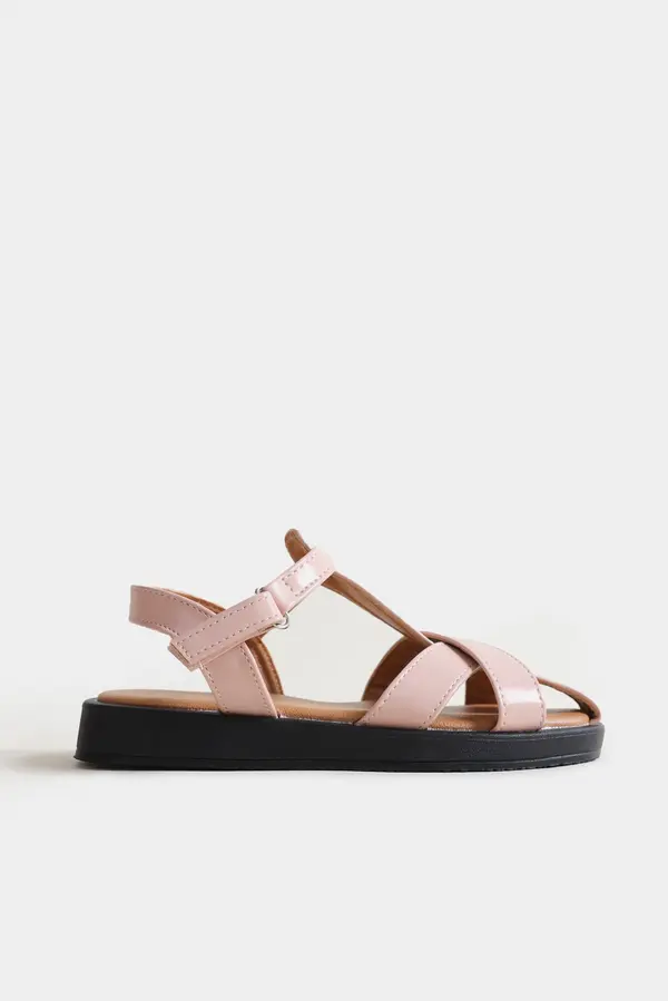 Faux Leather Caged Sandals