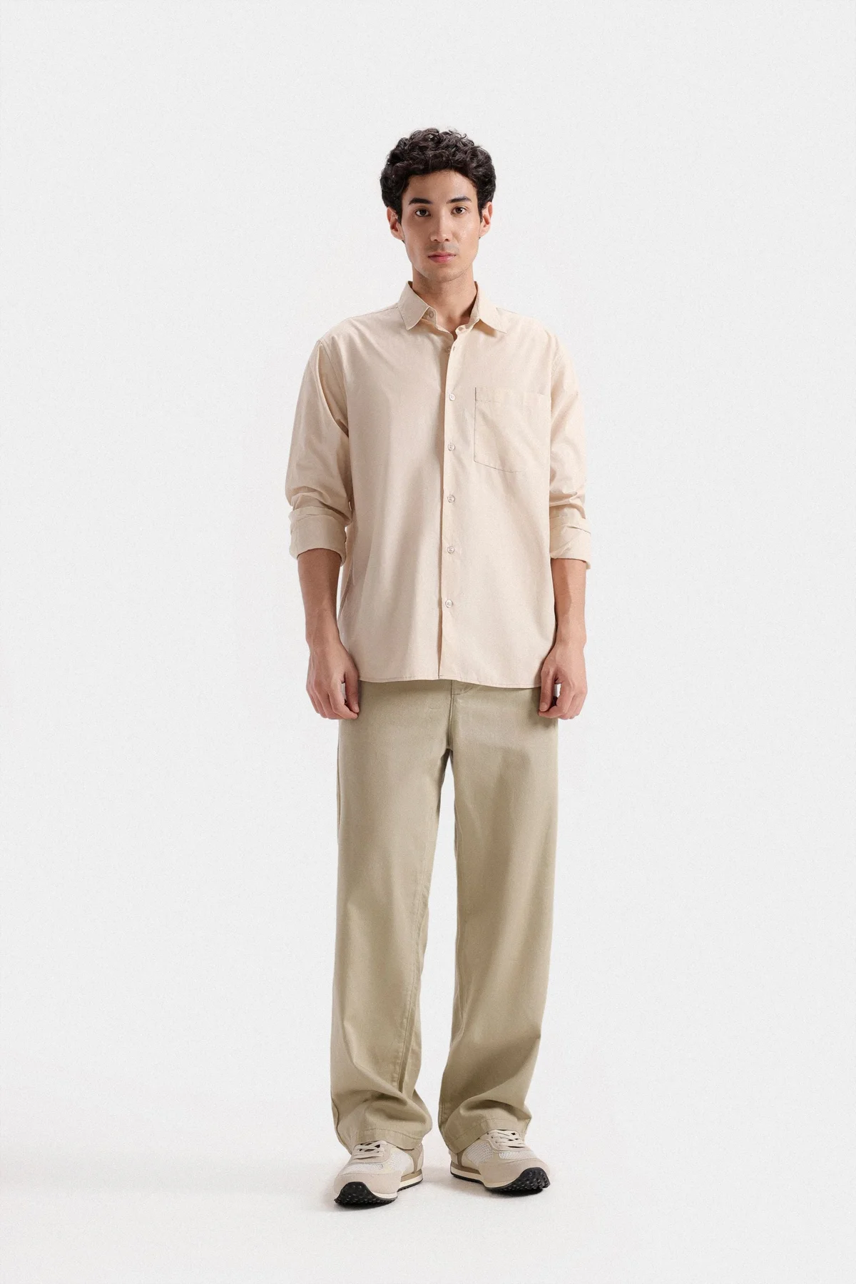 Basic Cotton Shirt - F0945-103 - Regular Fit - Sand