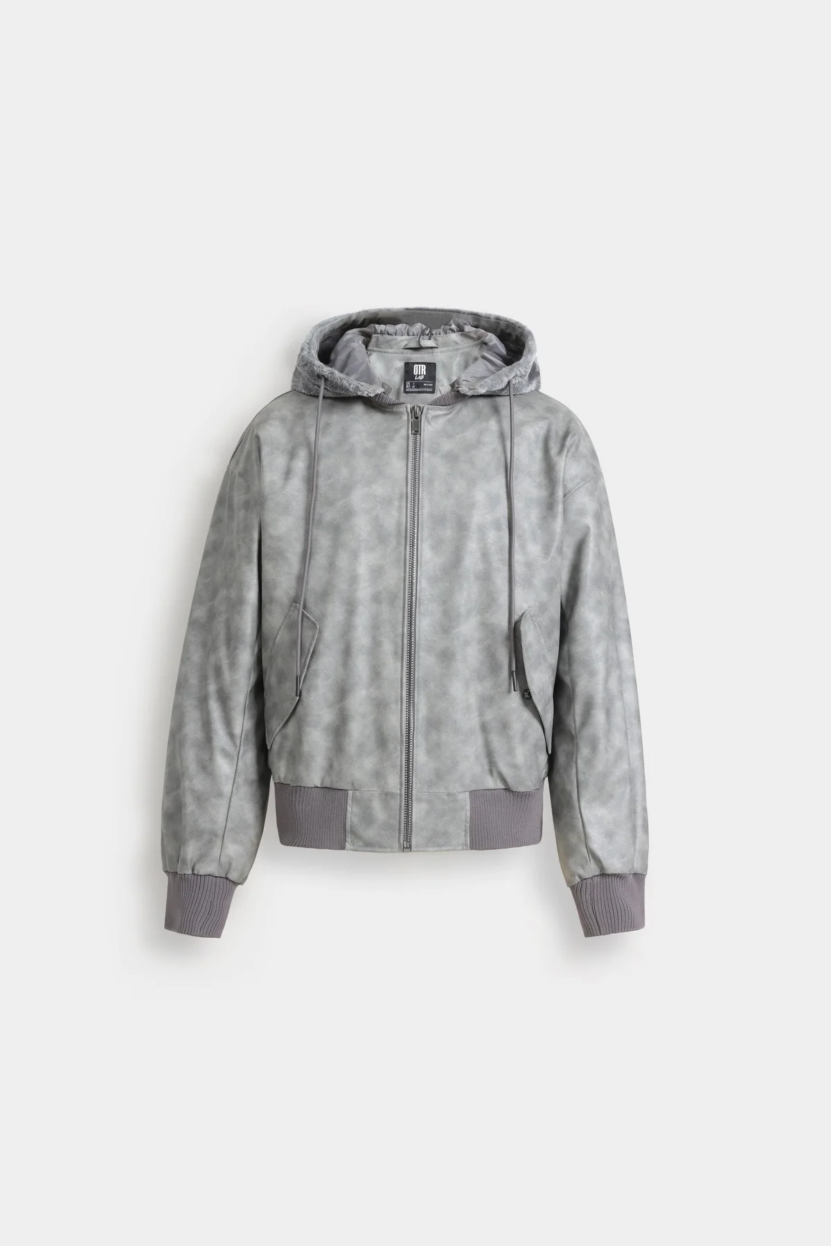 Washed-Out Faux Leather Jacket - view 5