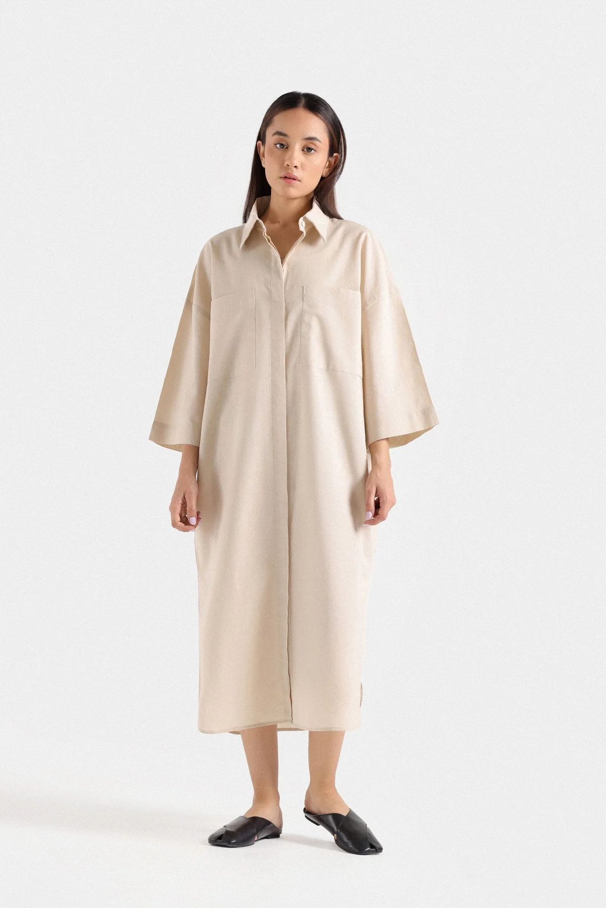 Basic Linen Shirt Dress