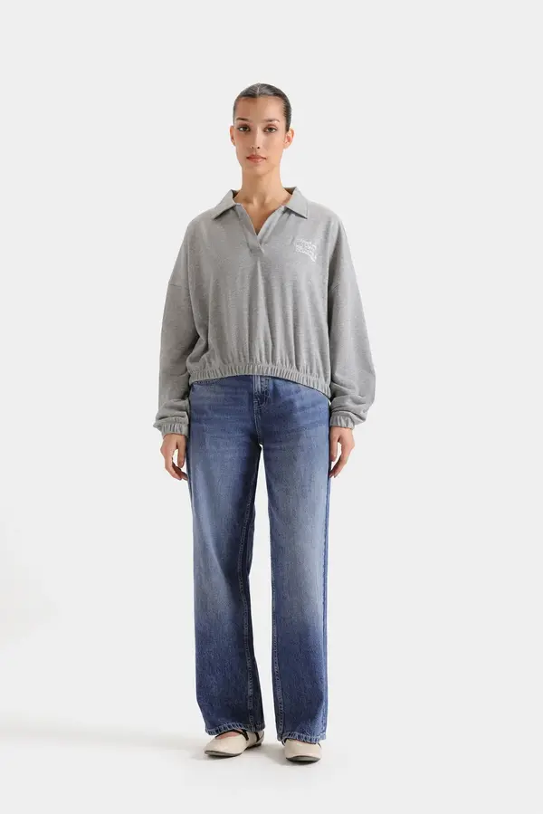 Super Cropped Polo Sweatshirt