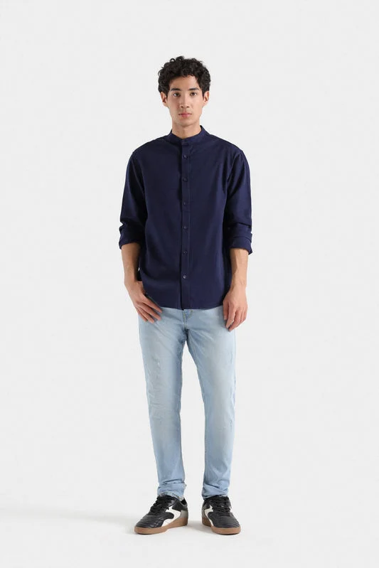 Cotton Viscose Shirt - Dark Blue F0777-103-b