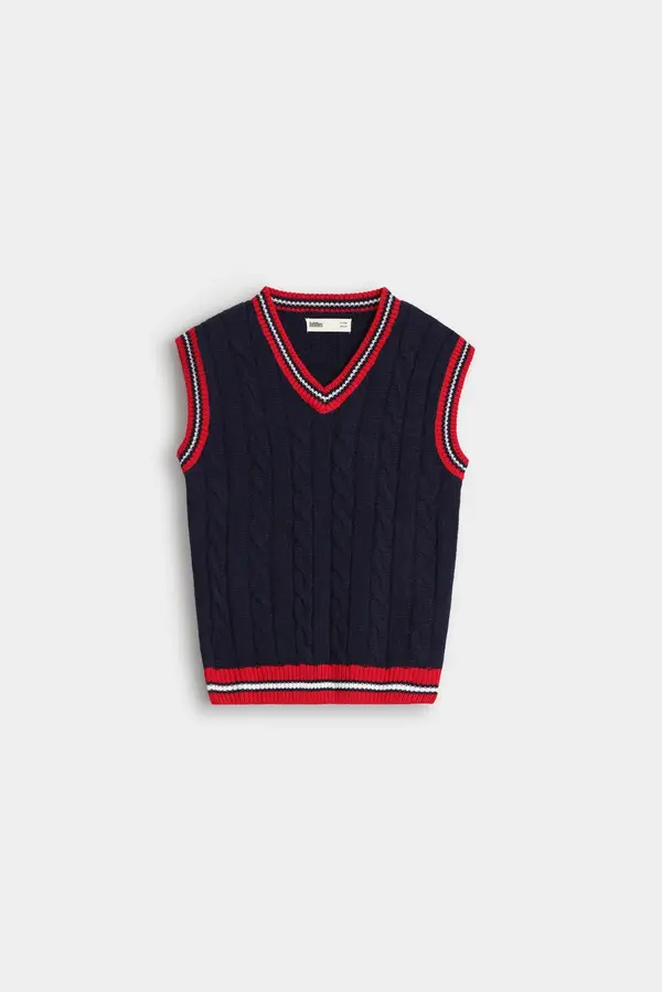 Sleeveless Cable-Knitted Sweater
