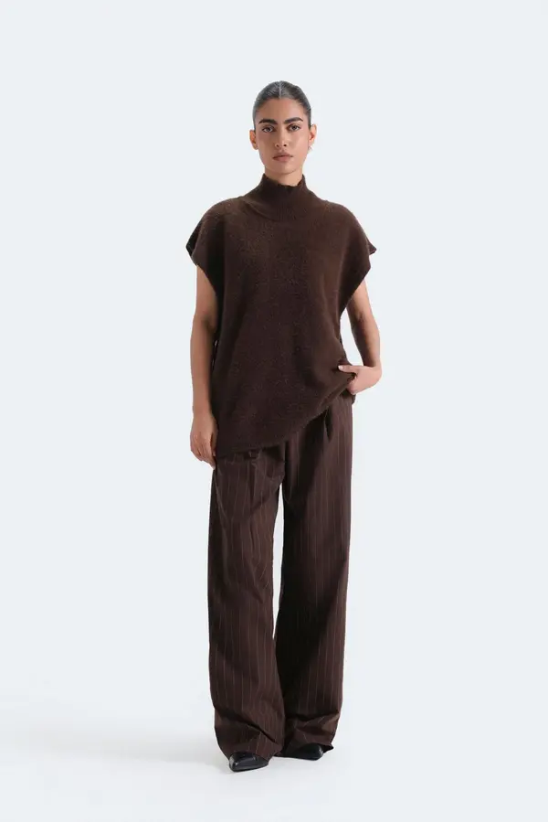 Funnel Neck Sleeveless Sweater