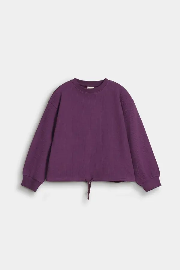 Cropped Sweatshirt With Elasticated Hem