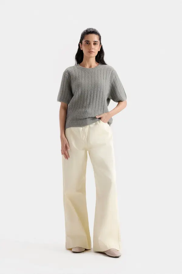 Cropped Cable Knitted Sweater