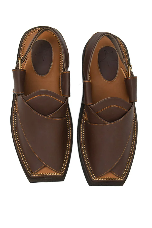 Brown Nubuck leather Kaptaan Chappals - view 2