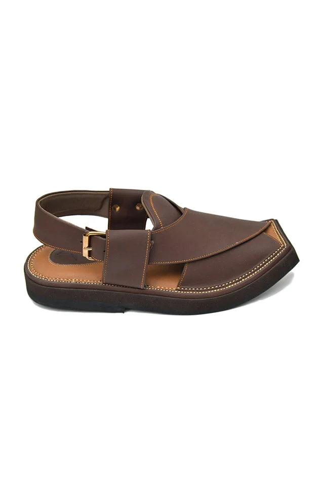 Brown Nubuck leather Kaptaan Chappals - view 5
