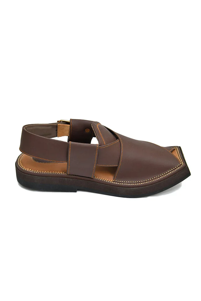 Brown Nubuck leather Kaptaan Chappals - view 3