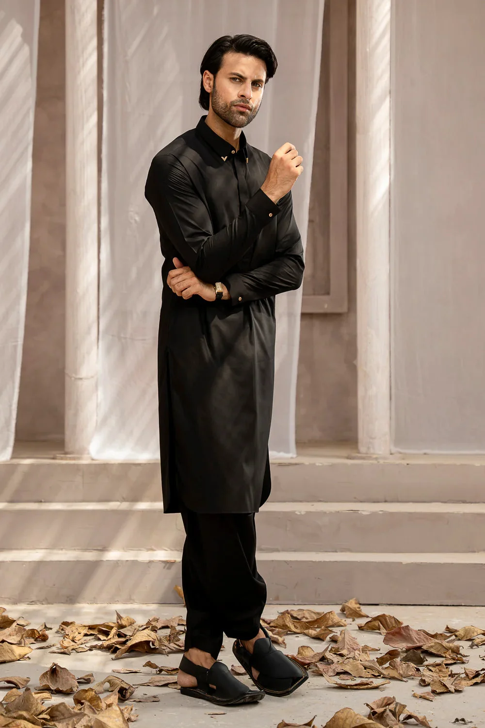 Midnight Black Kameez Shalwar - view 5