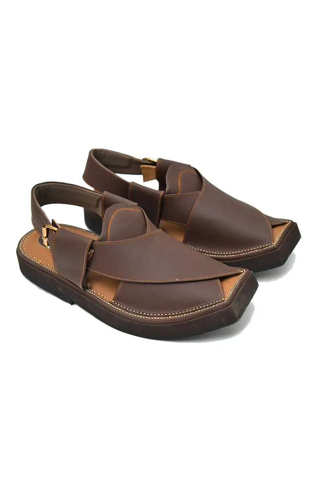Brown Nubuck leather Kaptaan Chappals