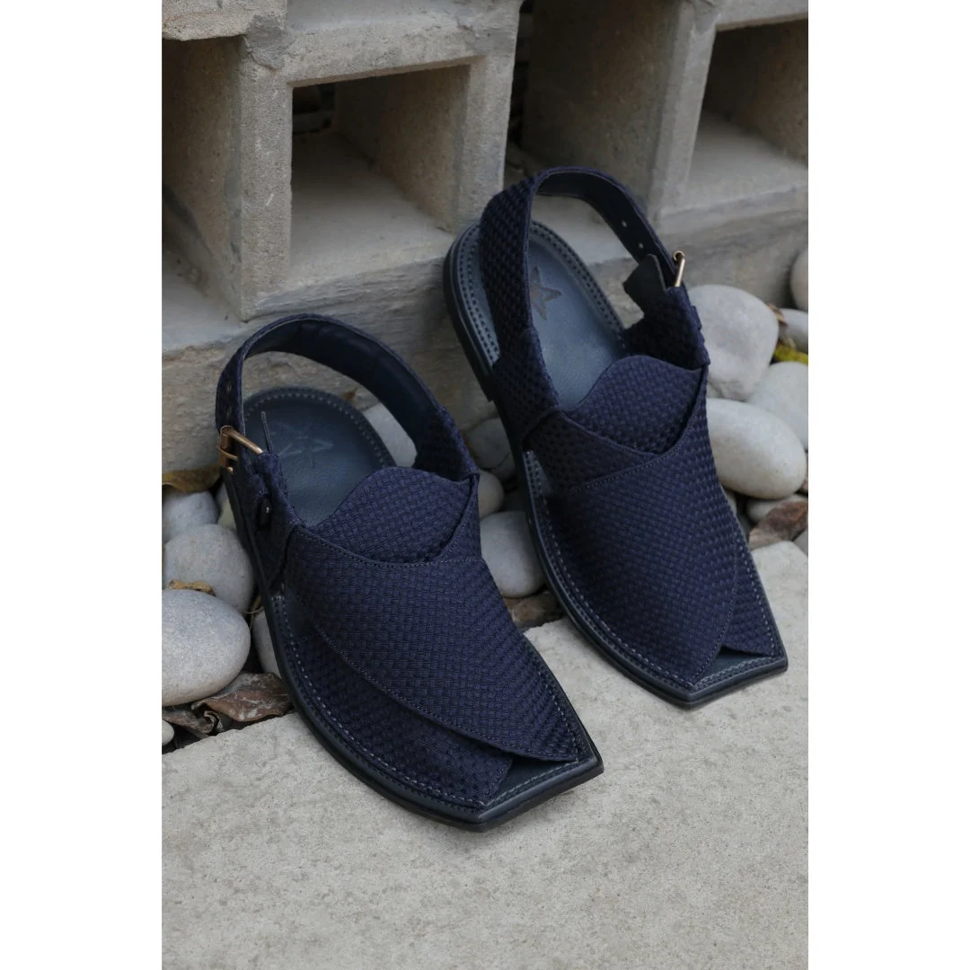 Navy Blue Jacquard Sandal - view 2