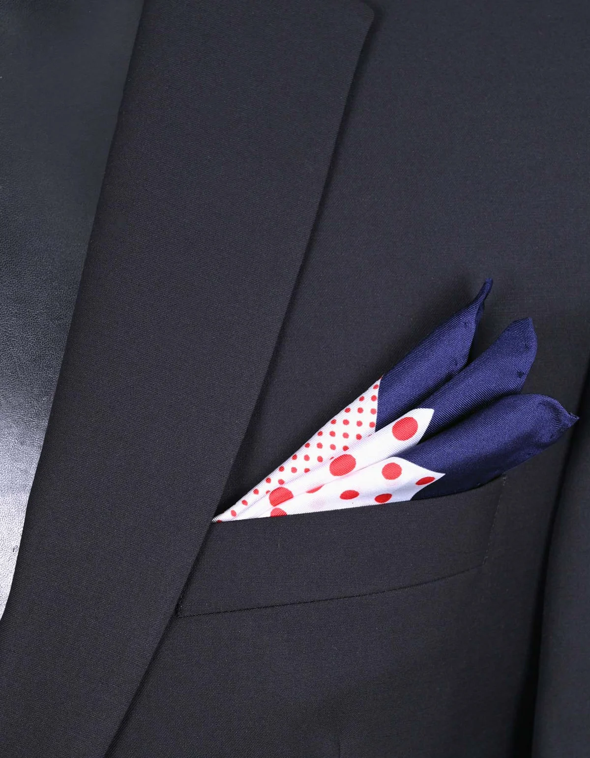 100%Silk Red/White Pocket Square