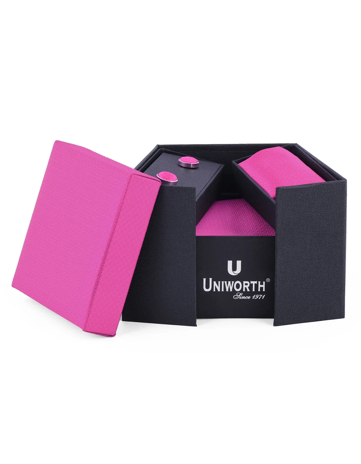 Pink Self Cufflink Tie Set - view 2